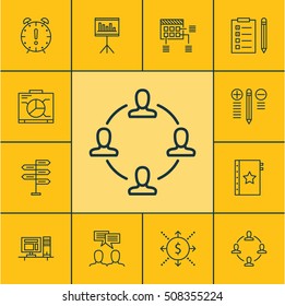 Set Of Project Management Icons On Presentation, Decision Making And Time Management Topics. Editable Vector Illustration. Includes Discussion, Making, Fork And More Vector Icons.