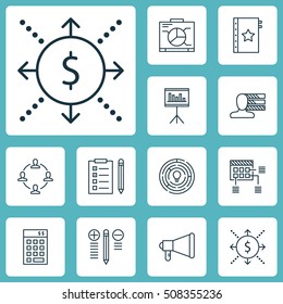 Set Of Project Management Icons On Innovation, Personal Skills And Investment Topics. Editable Vector Illustration. Includes Advertising, Flow, Quality And More Vector Icons.