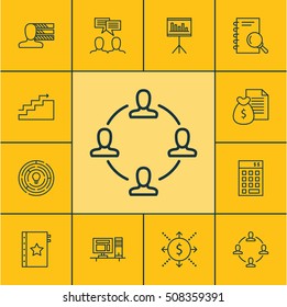 Set Of Project Management Icons On Discussion, Analysis And Growth Topics. Editable Vector Illustration. Includes Management, Flow, Finance And More Vector Icons.