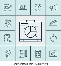 Set Of Project Management Icons On Present Badge, Investment And Board Topics. Editable Vector Illustration. Includes Office, Teamwork, Project And More Vector Icons.