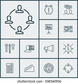 Set Of Project Management Icons On Innovation, Presentation And Time Management Topics. Editable Vector Illustration. Includes Growth, Personality, Right And More Vector Icons.