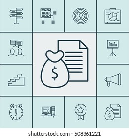 Set Of Project Management Icons On Innovation, Announcement And Board Topics. Editable Vector Illustration. Includes Goal, Chart, Making And More Vector Icons.