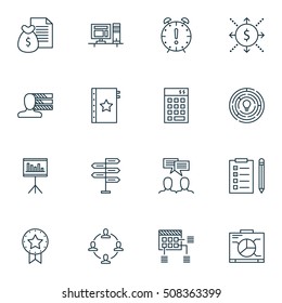 Set Of Project Management Icons On Collaboration, Computer And Warranty Topics. Editable Vector Illustration. Includes Money, Revenue And Idea Elements