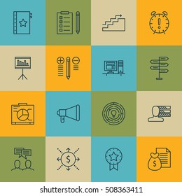 Set Of Project Management Icons On Opportunity, Present Badge And Warranty Topics. Editable Vector Illustration. Includes Fork, Reminder And Dashboard Vector Icons.