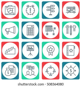 Set Of Project Management Icons On Announcement, Board And Decision Making Topics. Editable Vector Illustration. Includes Announcement, Computer And Warranty Vector Icons.