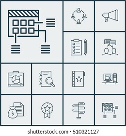 Set Of Project Management Icons On Report, Collaboration And Warranty Topics. Editable Vector Illustration. Includes Decision, Task, Management And More Vector Icons.