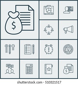 Set Of Project Management Icons On Personal Skills, Report And Reminder Topics. Editable Vector Illustration. Includes Idea, Team, Revenue And More Vector Icons.