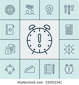 Set Of Project Management Icons On Investment, Discussion And Reminder Topics. Editable Vector Illustration. Includes Task, Discussion, Teamwork And More Vector Icons.