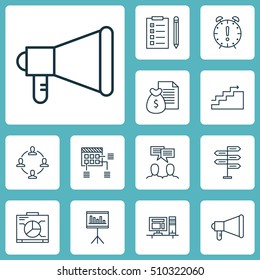 Set Of Project Management Icons On Opportunity, Schedule And Computer Topics. Editable Vector Illustration. Includes Discussion, Office, Date And More Vector Icons.