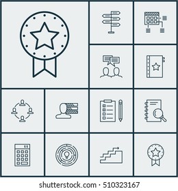 Set Of Project Management Icons On Collaboration, Innovation And Growth Topics. Editable Vector Illustration. Includes Reminder, Management, Project And More Vector Icons.