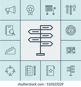 Set Of Project Management Icons On Innovation, Collaboration And Analysis Topics. Editable Vector Illustration. Includes Promotion, Idea, Plan And More Vector Icons.