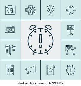 Set Of Project Management Icons On Computer, Presentation And Schedule Topics. Editable Vector Illustration. Includes Management, Time, Statistics And More Vector Icons.