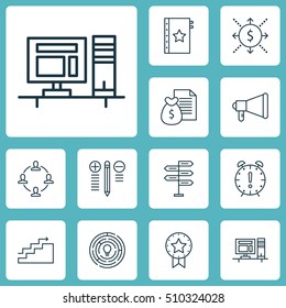 Set Of Project Management Icons On Opportunity, Computer And Report Topics. Editable Vector Illustration. Includes Collaboration, Flow, Right And More Vector Icons.