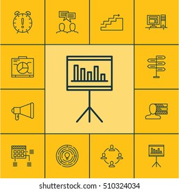 Set Of Project Management Icons On Board, Computer And Collaboration Topics. Editable Vector Illustration. Includes Goal, Time, Deadline And More Vector Icons.