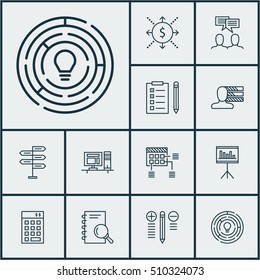 Set Of Project Management Icons On Money, Presentation And Discussion Topics. Editable Vector Illustration. Includes Task, Money, Office And More Vector Icons.
