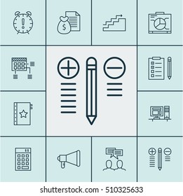 Set Of Project Management Icons On Board, Report And Time Management Topics. Editable Vector Illustration. Includes Schedule, Growth, List And More Vector Icons.