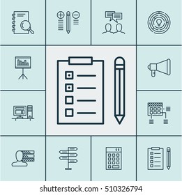 Set Of Project Management Icons On Innovation, Schedule And Reminder Topics. Editable Vector Illustration. Includes Computer, Statistics, Discussion And More Vector Icons.