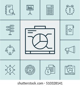 Set Of Project Management Icons On Collaboration, Investment And Money Topics. Editable Vector Illustration. Includes Investment, Presentation, Advertising And More Vector Icons.