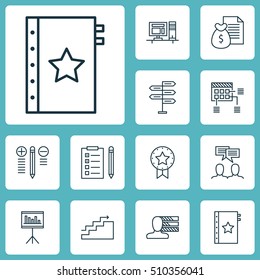 Set Of Project Management Icons On Present Badge, Reminder And Discussion Topics. Editable Vector Illustration. Includes Badge, Personality, Reminder And More Vector Icons.