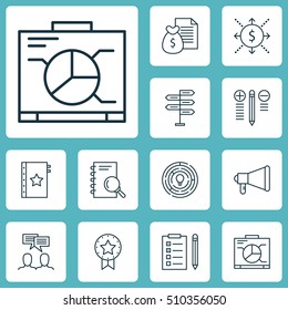 Set Of Project Management Icons On Report, Money And Discussion Topics. Editable Vector Illustration. Includes Team, Task, Cash And More Vector Icons.