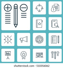 Set Of Project Management Icons On Warranty, Analysis And Collaboration Topics. Editable Vector Illustration. Includes Solution, Statistic, Announcement And More Vector Icons.