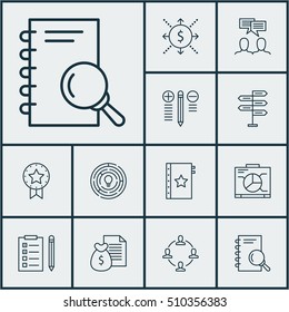 Set Of Project Management Icons On Report, Warranty And Reminder Topics. Editable Vector Illustration. Includes Cash, Award, Idea And More Vector Icons.