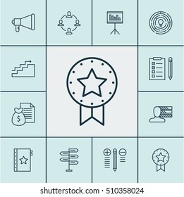 Set Of Project Management Icons On Presentation, Present Badge And Personal Skills Topics. Editable Vector Illustration. Includes Personality, Reminder, Idea And More Vector Icons.