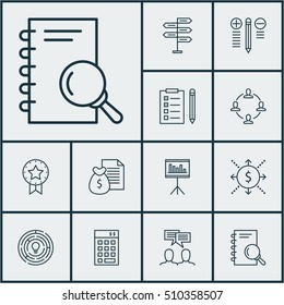 Set Of Project Management Icons On Innovation, Presentation And Money Topics. Editable Vector Illustration. Includes Brainstorming, Badge, Right And More Vector Icons.