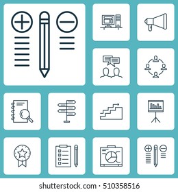 Set Of Project Management Icons On Decision Making, Reminder And Analysis Topics. Editable Vector Illustration. Includes Team, Growth, Workspace And More Vector Icons.