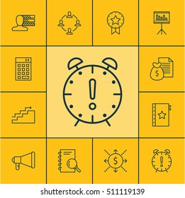 Set Of Project Management Icons On Warranty, Report And Announcement Topics. Editable Vector Illustration. Includes Revenue, Statistics, Goal And More Vector Icons.