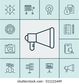 Set Of Project Management Icons On Money, Analysis And Announcement Topics. Editable Vector Illustration. Includes Notebook, Statistics, Research And More Vector Icons.