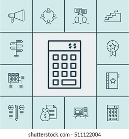 Set Of Project Management Icons On Opportunity, Collaboration And Growth Topics. Editable Vector Illustration. Includes Quality, Advertising, Chart And More Vector Icons.