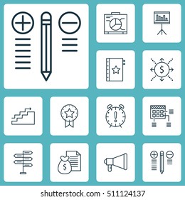 Set Of Project Management Icons On Growth, Opportunity And Present Badge Topics. Editable Vector Illustration. Includes Revenue, Decision, Fork And More Vector Icons.