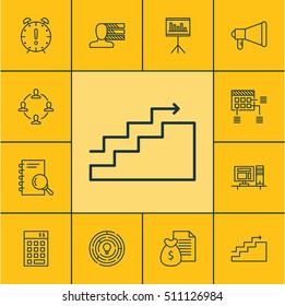 Set Of Project Management Icons On Report, Growth And Schedule Topics. Editable Vector Illustration. Includes Project, Report, Promotion And More Vector Icons.
