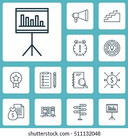 Set Of Project Management Icons On Announcement, Opportunity And Growth Topics. Editable Vector Illustration. Includes Idea, Deadline, Task And More Vector Icons.