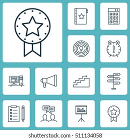 Set Of Project Management Icons On Growth, Time Management And Discussion Topics. Editable Vector Illustration. Includes Advertising, Chart, Badge And More Vector Icons.