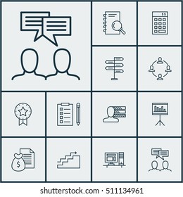 Set Of Project Management Icons On Opportunity, Computer And Collaboration Topics. Editable Vector Illustration. Includes Personal, Meeting, Collaboration And More Vector Icons.