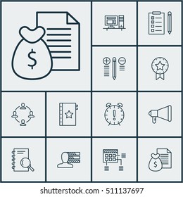 Set Of Project Management Icons On Collaboration, Report And Warranty Topics. Editable Vector Illustration. Includes Promotion, Skills, Warranty And More Vector Icons.