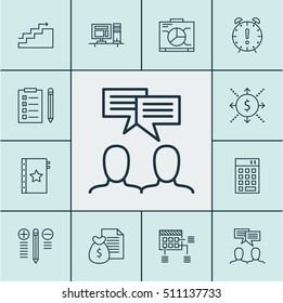 Set Of Project Management Icons On Board, Decision Making And Money Topics. Editable Vector Illustration. Includes Reminder, Finance, Time And More Vector Icons.