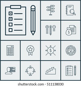 Set Of Project Management Icons On Growth, Collaboration And Investment Topics. Editable Vector Illustration. Includes Cash, Notebook, Flow And More Vector Icons.