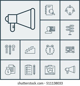 Set Of Project Management Icons On Decision Making, Report And Personal Skills Topics. Editable Vector Illustration. Includes Decision, Advertising, Goal And More Vector Icons.