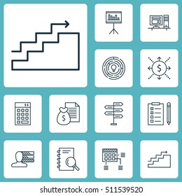 Set Of Project Management Icons On Report, Analysis And Innovation Topics. Editable Vector Illustration. Includes Workspace, Plan, Task And More Vector Icons.