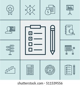 Set Of Project Management Icons On Money, Reminder And Analysis Topics. Editable Vector Illustration. Includes Brainstorm, Investment, Statistic And More Vector Icons.