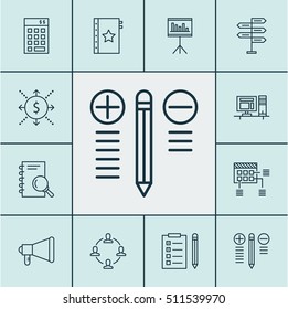 Set Of Project Management Icons On Analysis, Announcement And Money Topics. Editable Vector Illustration. Includes Team, Investment, Research And More Vector Icons.