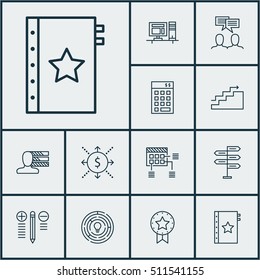 Set Of Project Management Icons On Personal Skills, Innovation And Growth Topics. Editable Vector Illustration. Includes Flow, Workspace, Management And More Vector Icons.