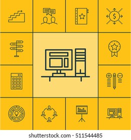 Set Of Project Management Icons On Collaboration, Presentation And Warranty Topics. Editable Vector Illustration. Includes Collaboration, Money, Office And More Vector Icons.
