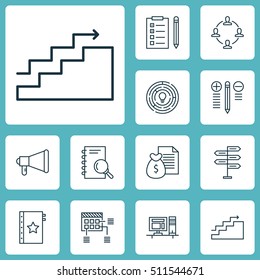 Set Of Project Management Icons On Opportunity, Reminder And Decision Making Topics. Editable Vector Illustration. Includes Advertising, Solution, Brainstorming And More Vector Icons.
