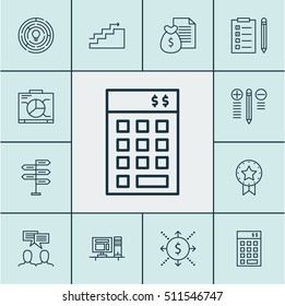 Set Of Project Management Icons On Discussion, Investment And Money Topics. Editable Vector Illustration. Includes Workspace, Win, Award And More Vector Icons.