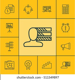 Set Of Project Management Icons On Opportunity, Personal Skills And Board Topics. Editable Vector Illustration. Includes Announcement, Date, Dashboard And More Vector Icons.