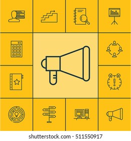 Set Of Project Management Icons On Computer, Collaboration And Presentation Topics. Editable Vector Illustration. Includes Time, Chart, Promotion And More Vector Icons.